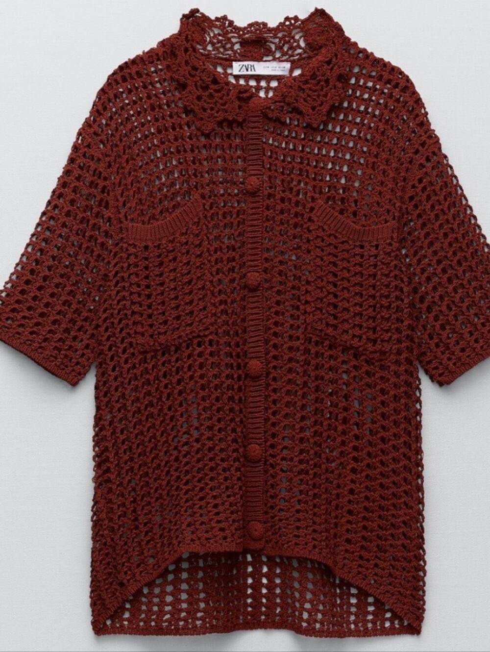 LIKE NEW Zara Crochet Polo Top